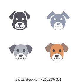 Dog Face Vector Icon Set for Pet and Animal Illustration