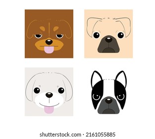 dibujo manual de la ilustración del vector de la cara del perro, carácter para gráfico, impresión, tarjeta o afiche