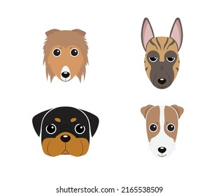 dog face vector illustration hand draw , character for graphic, print, card or poster set7