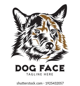 Dog face vector illustration in woodcut style, perfect for dog lover club and breeder logo