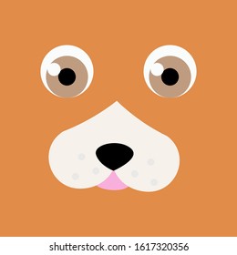 Dog face. Vector puppy pooch. Cute cartoon funny character. Help homeless animal concept. background Isolated.