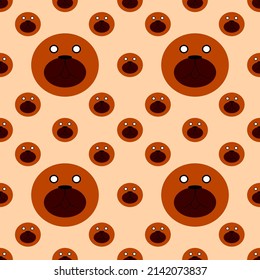 Dog faces arranged in different sizes.