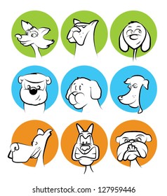 Dog Faces Collection/Vector Mascots in Circles