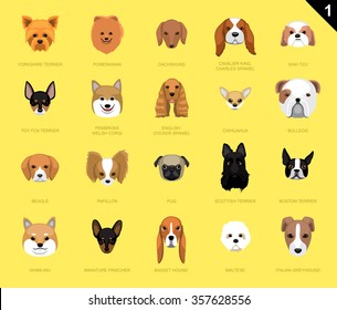 Dog Faces Icon Cartoon