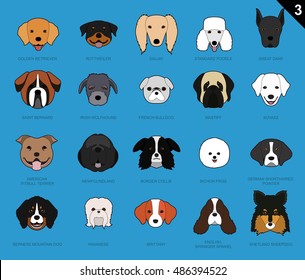 Dog Faces Stroke Cartoon Set 3
