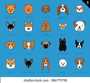 Dog Faces Stroke Icon Cartoon