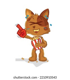 The Dog Fan With Popcorn Illustration. Character Vector