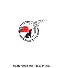 dog farm red and black vector template