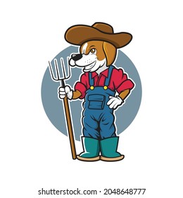 dog farmer vector illustration mascot design