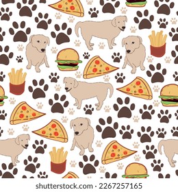 Dog and fast food pattern