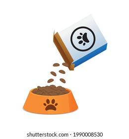 Dog feeding food vector illustration.