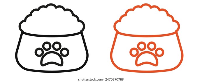 Marca de icono de alimentación de perro en estilo relleno