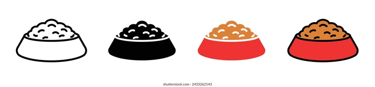 Juego de ilustración vectorial de alimentación de perro. Signo de Compañero de Nutrición adecuado para aplicaciones y sitios web estilo de diseño de UI.