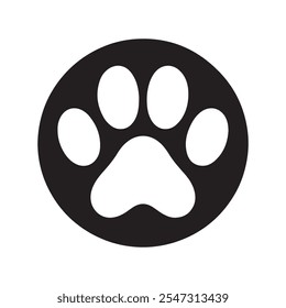 Dog feet black Silhouette Victor icon. dog paw icon