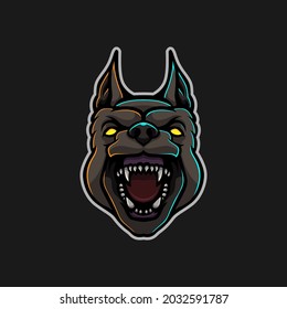 Dibujo facial feroz de perro con diferente luz de sombra