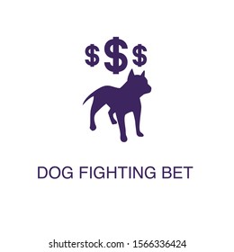Dog fighting bet element in flat simple style on white background. Dog fighting bet icon, with text name concept template
