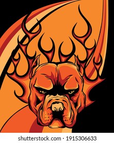 DOG FIRE PITBULL FROM HELL ARTWORK VECTOR illustration