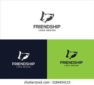 dog fish friendship logo design