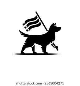 dog and flag logo concept in flat style