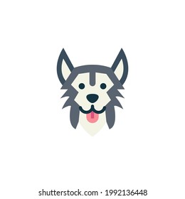 Hundeflachsymbol einzeln auf weißem Hintergrund