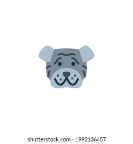Hundeflachsymbol einzeln auf weißem Hintergrund