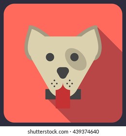 dog flat icon with long shadow