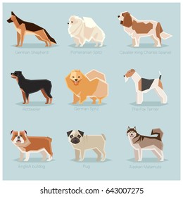 Dog flat icons set