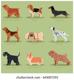 Dog flat icons set