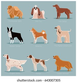 Dog flat icons set