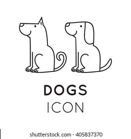 Dog flat icons set in line style vector. Logo for pet shop, veteriarian clinic or dog training company.