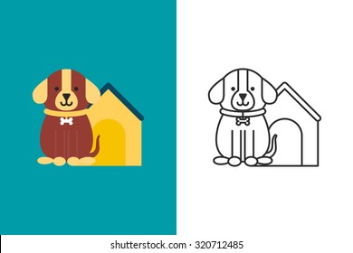 Dog flat and line style vector icon