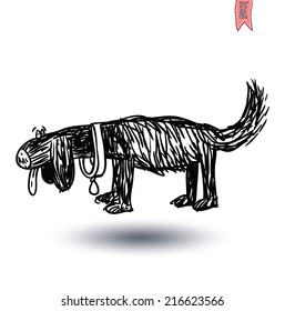 Dog with fleas icon - vector illustration.