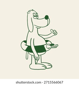 Perro con ilustración de dibujos animados retro