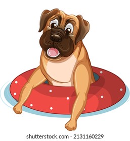 Dog floating in the floating ring illustration