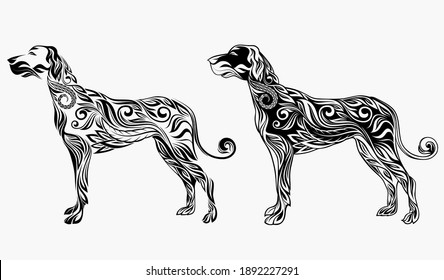 dog in floral ornament. vector illustration