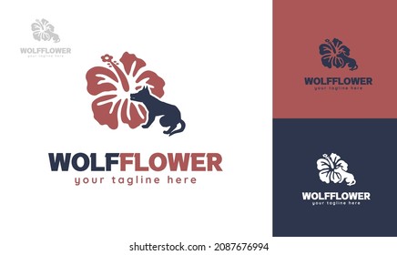 Dog flower logo design. vector