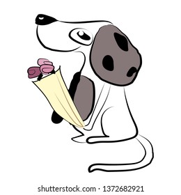 dog with flowers