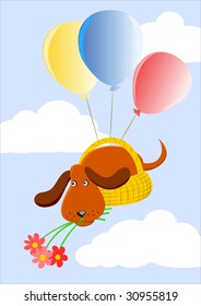 dog with flowers