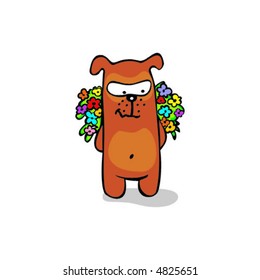Dog with flowers