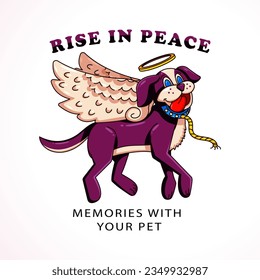 Dog flying to heaven with wings, Perfect for logos, t-shirts, stickers and posters