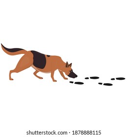 El perro está siguiendo el rastro. Seguimiento, ilustración vectorial