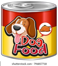 Dog food in aluminum can illustration