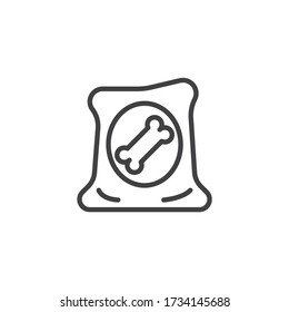 Dog food bag line icon. linear style sign for mobile concept and web design. Pet food package outline vector icon. Symbol, logo illustration. Vector graphics