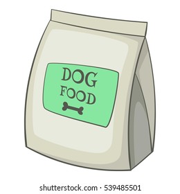 Icono de bolsa de comida de perro. Ilustración de la caricatura: bolsa de comida para perros; logotipo vectorial de la bolsa de comida para perros aislado en fondo blanco