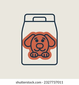 Dog food bag vector icon. Pet animal sign. Graph symbol for pet and veterinary web site and apps design, logo, app, UI