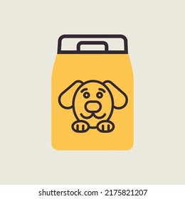 Dog food bag vector isolated icon. Pet animal sign. Graph symbol for pet and veterinary web site and apps design, logo, app, UI