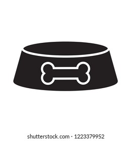 dog food bowl editable vector icon, pets shop accessories sign, glyph style, modern concept, simple model, black color 