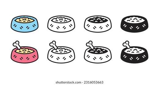 Dog food bowl icon bone logo symbol vector french bulldog pet cartoon character illustration design clip art