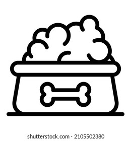 Dog food bowl icon. Outline dog food bowl vector icon for web design isolated on white background