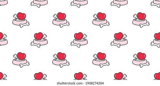 dog food bowl seamless pattern heart valentine bone vector french bulldog puppy cartoon repeat wallpaper tile background scarf isolated illustration design
